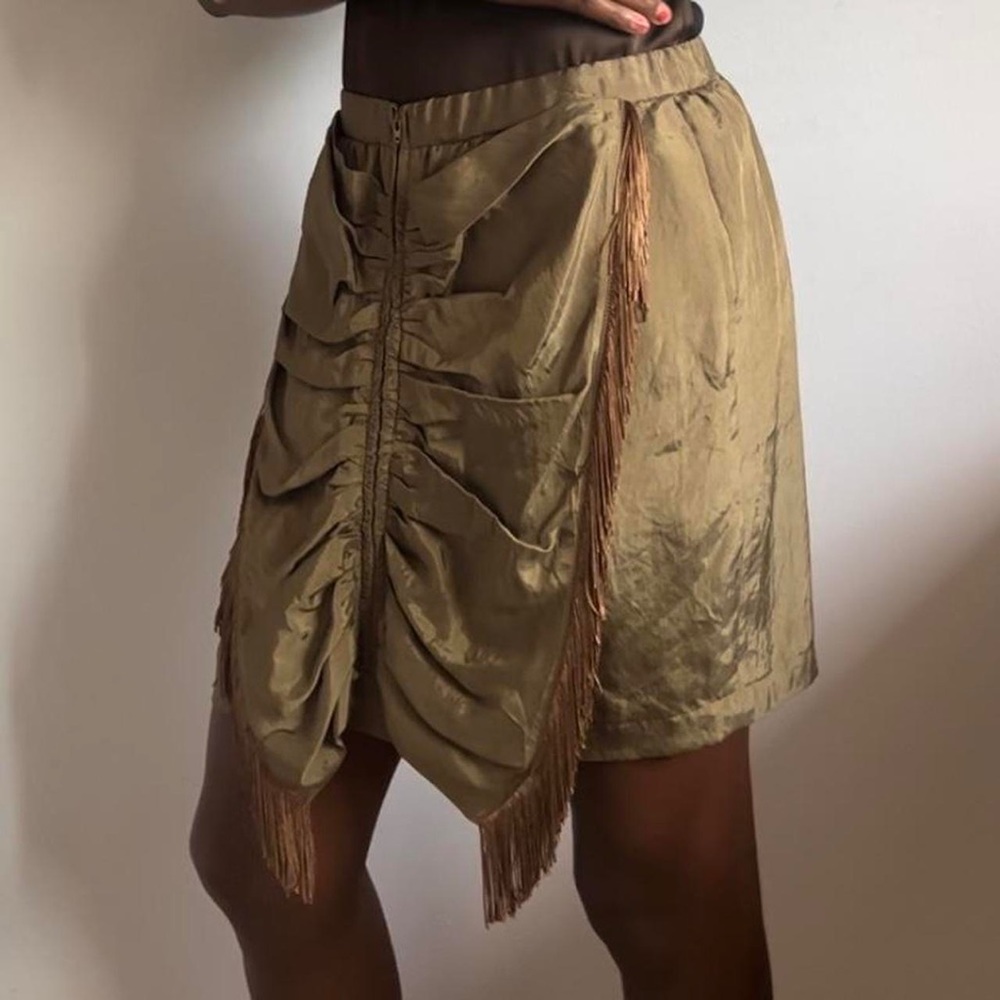 TOGA Pulla Gold Midi Skirt with Fringe
